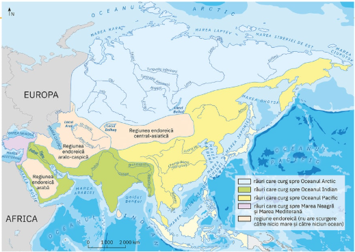 Harta hidrografiei Asiei