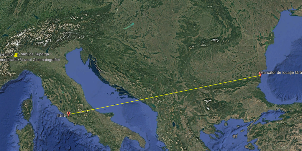 distanta Roma - Constanta pe harta Europei